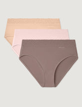 Women's Second Skin High-Rise Brief, Lace Waist (3-Pack)